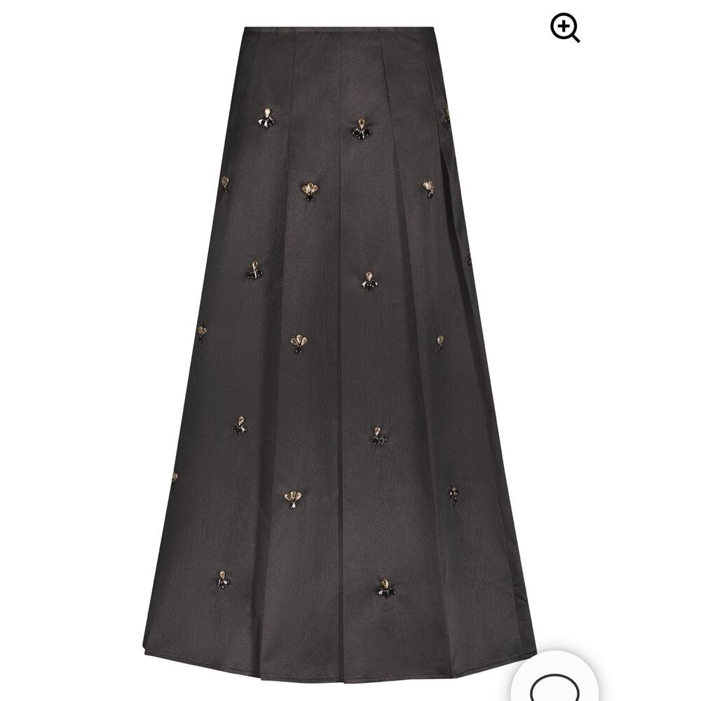 Aleeza Paris Black MonarchPleated Midi Skirt Embellished XL NWT